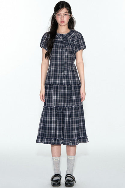 Sweet Cotton Plaid Skirt Set-Up