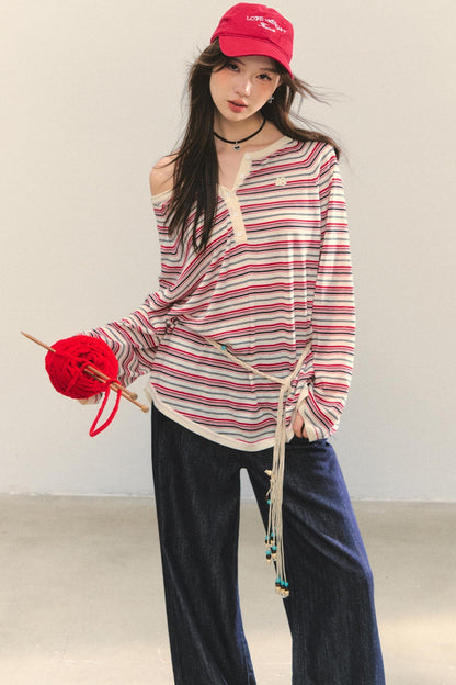 Striped Bow Tie T-Shirt Set-Up