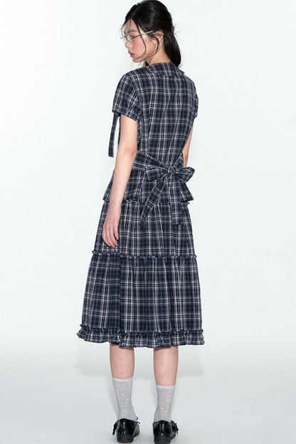 Sweet Cotton Plaid Skirt Set-Up