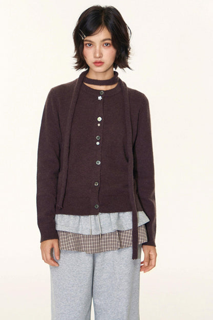 Original Lace-Up Crew Neck Cardigan Set-Up