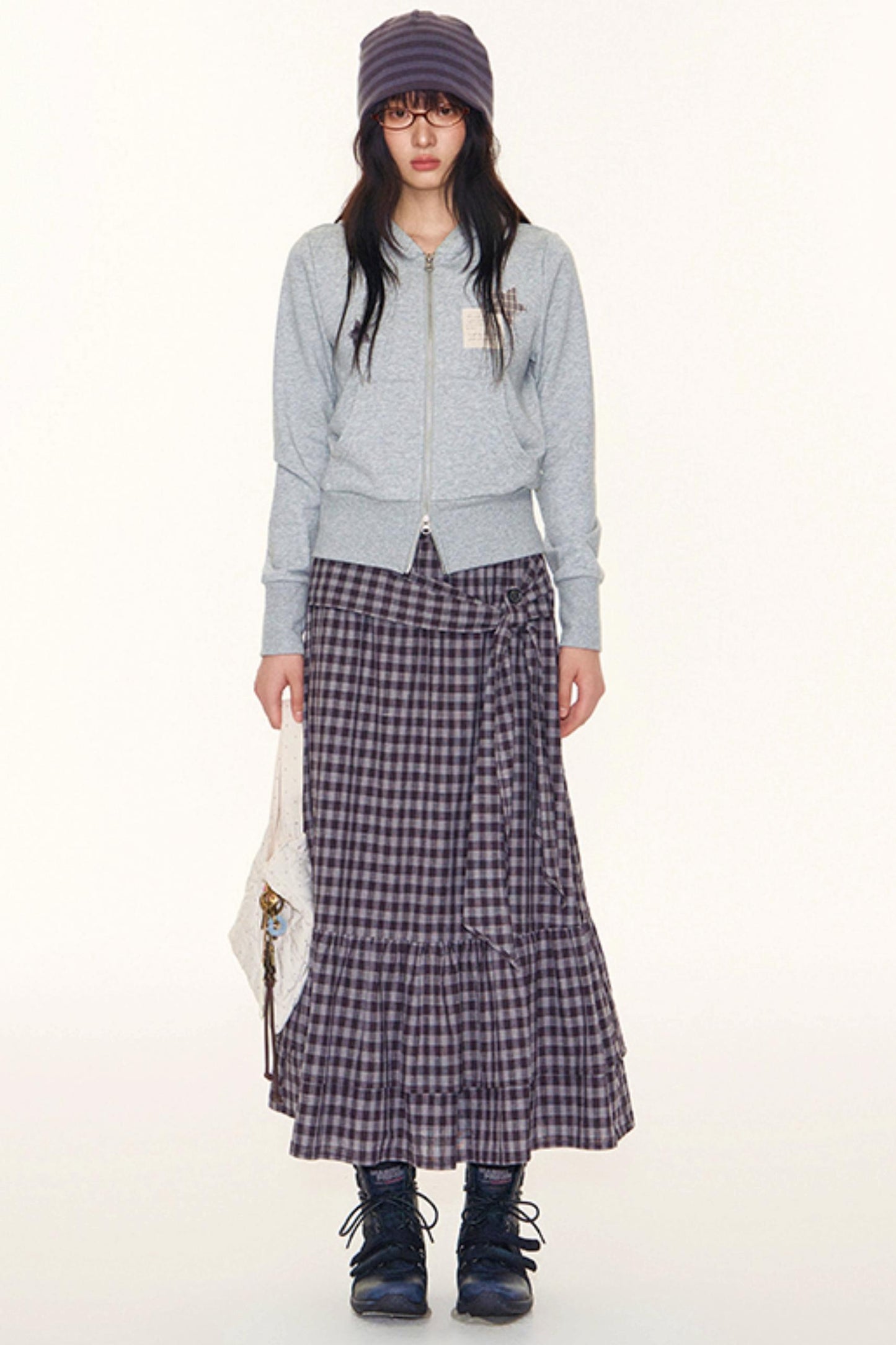 Star Patch Embroidered Hooded Cardigan Set-Up