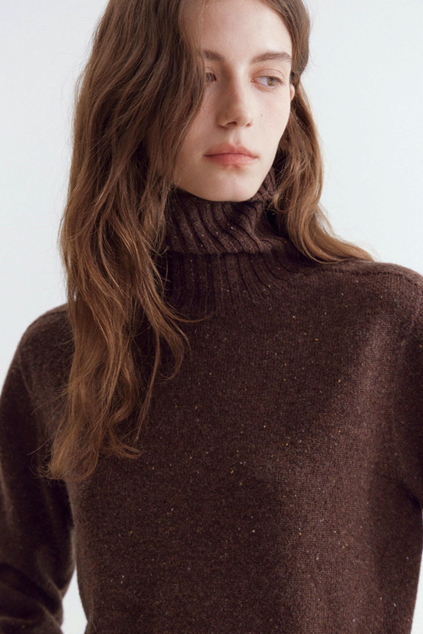 Wool Floral Yarn Turtleneck Sweater