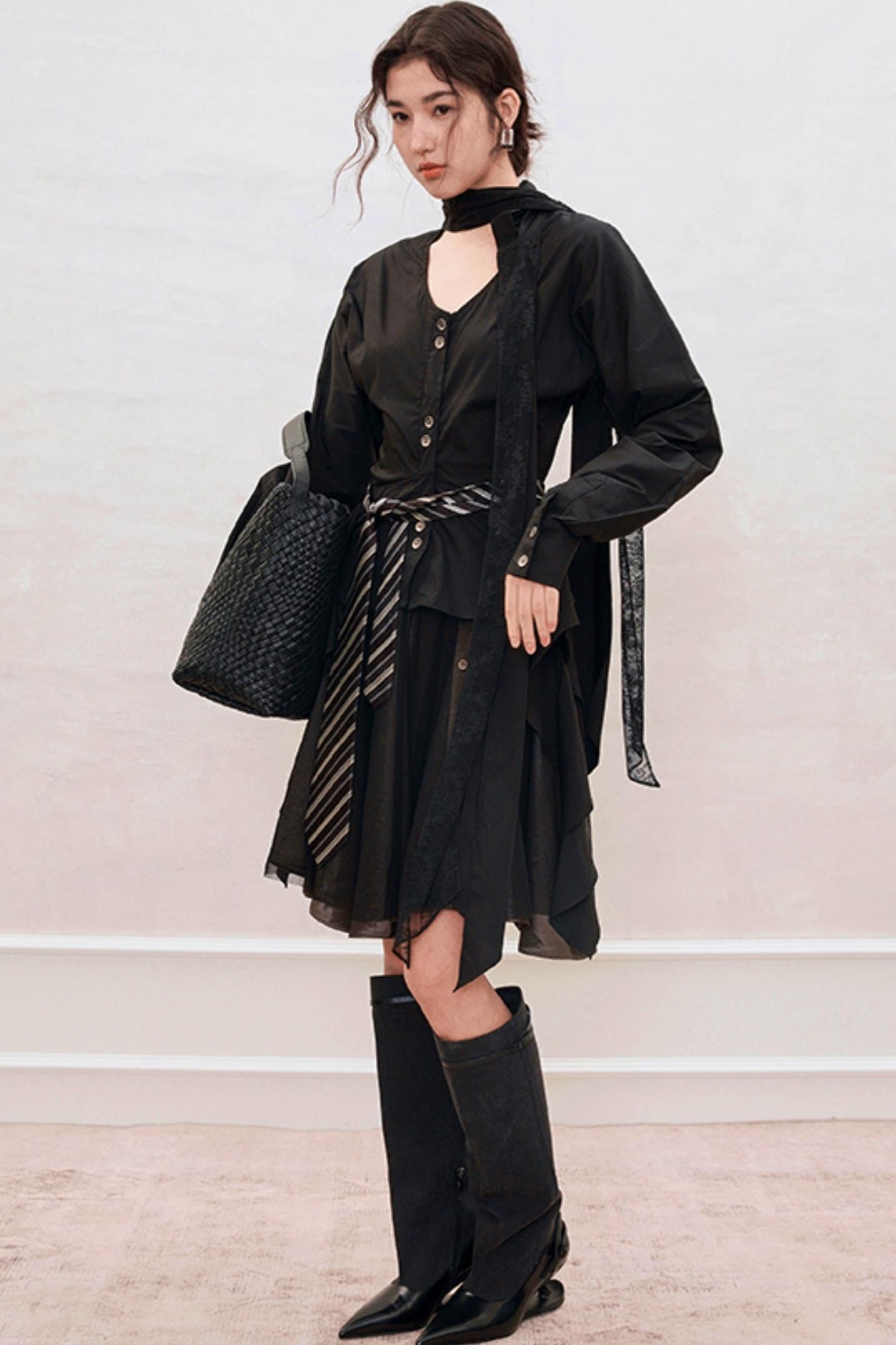 French Style Waist Cinched Shirt Set-Up