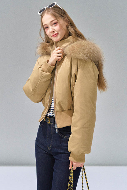 Big Fur Collar Waist Down Jacket