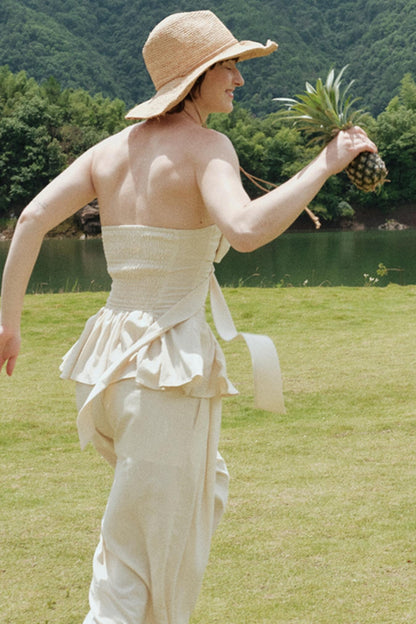 Eternal River Bandeau Top Wide-Leg Trousers Set-Up