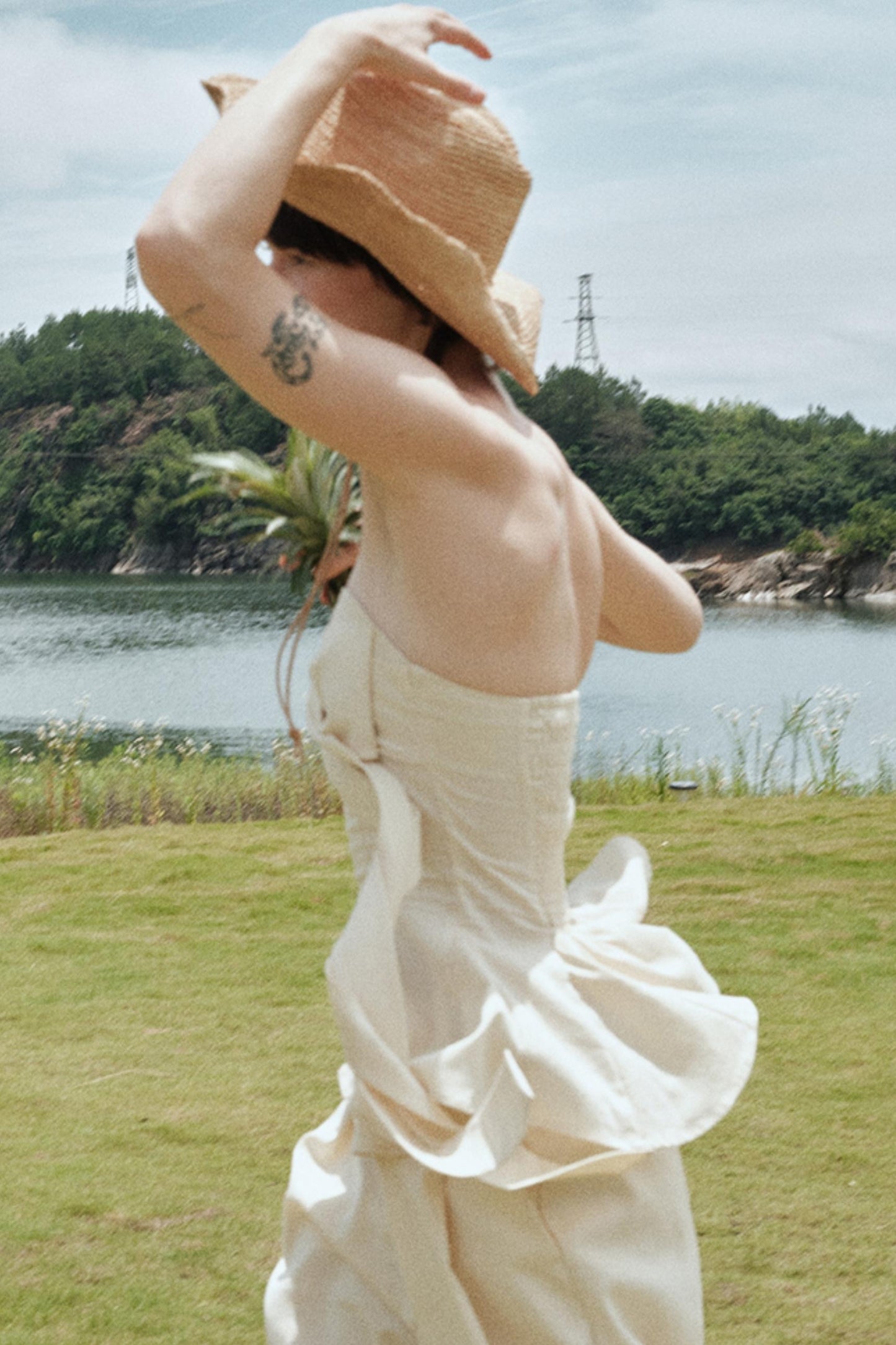 Eternal River Bandeau Top Wide-Leg Trousers Set-Up