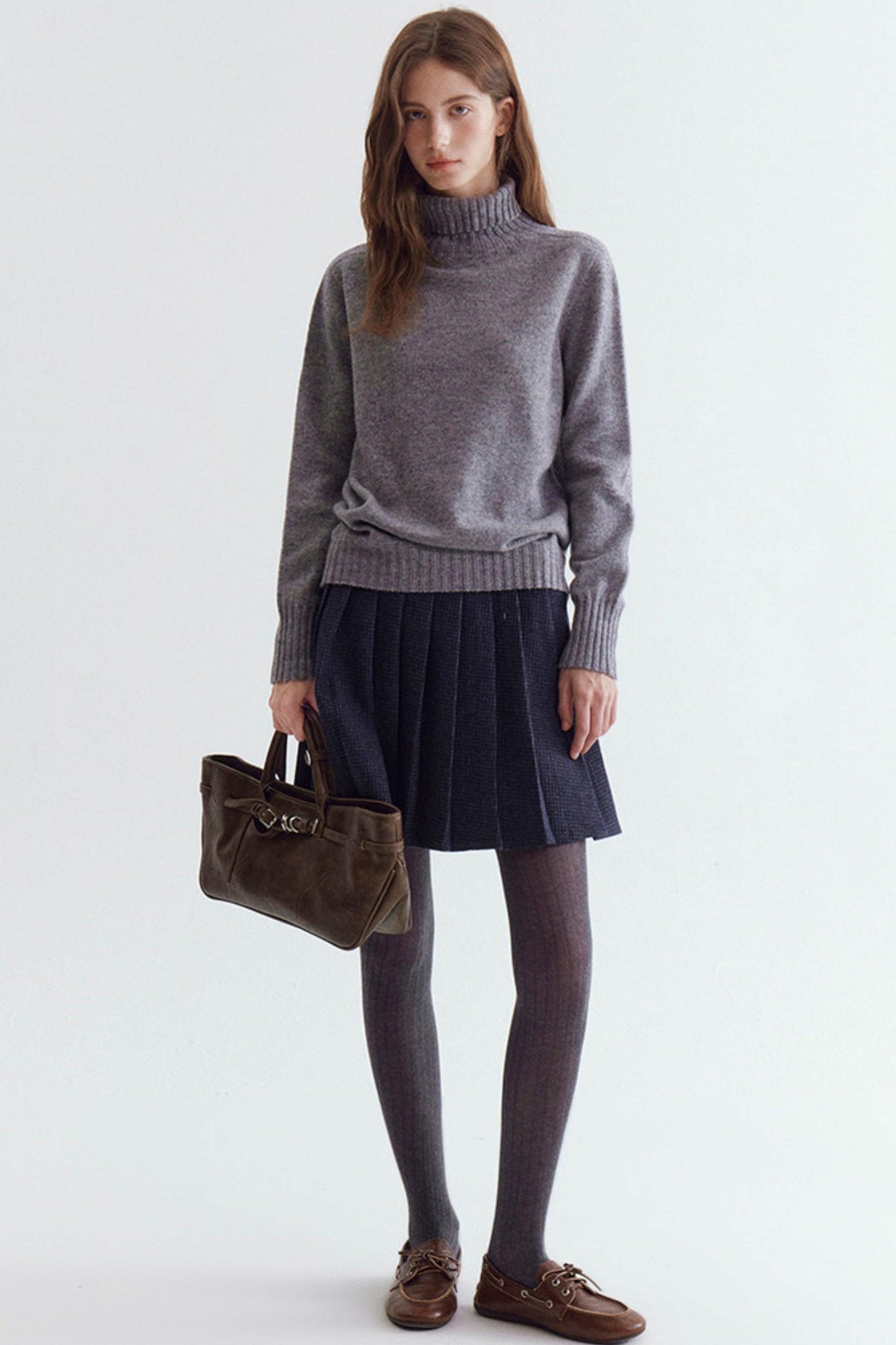 Wool Floral Yarn Turtleneck Sweater