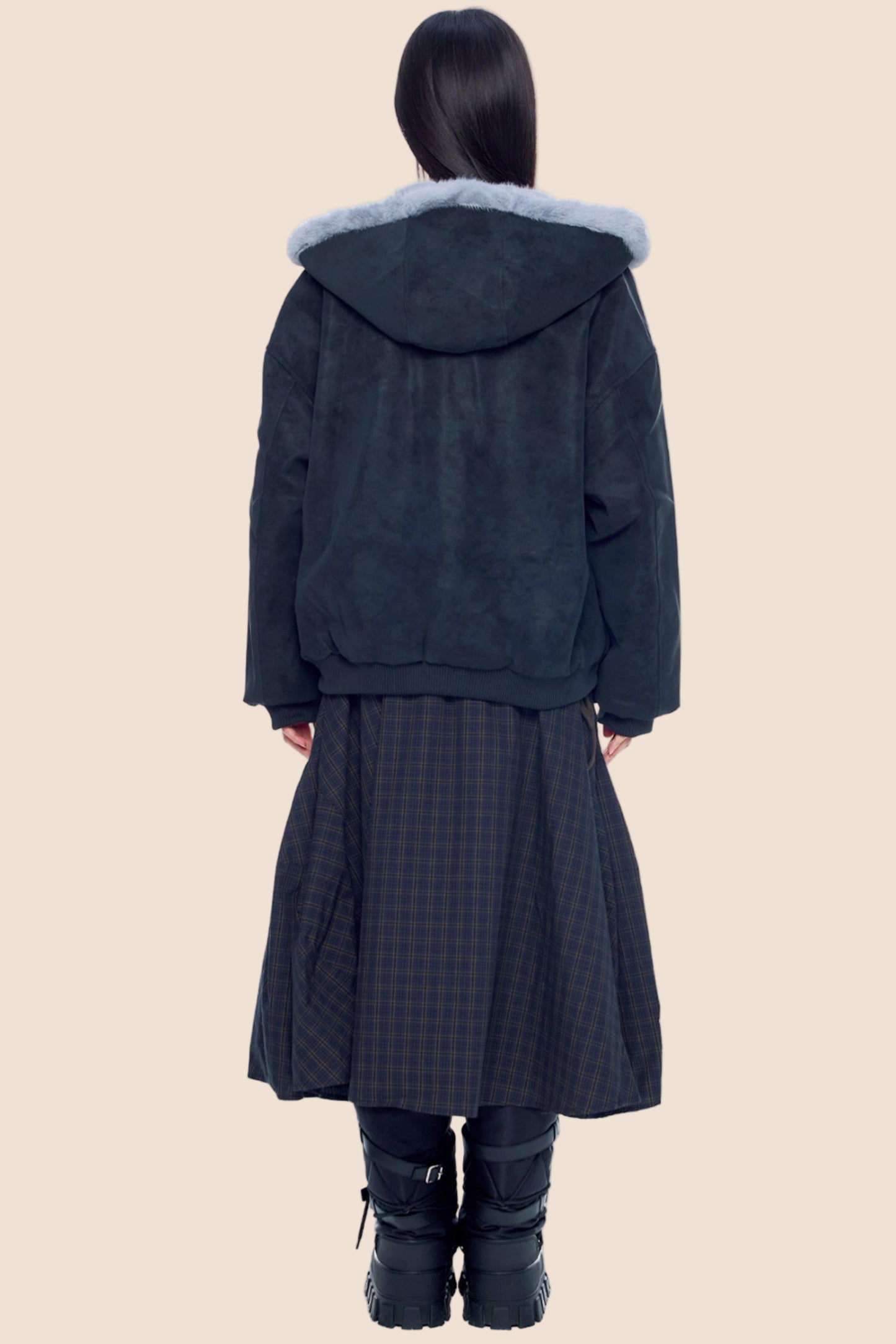 Mountain Carving Fur Collar Jacket