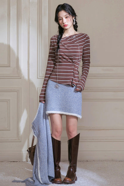 Floral Wool Suit Skirt Set-Up