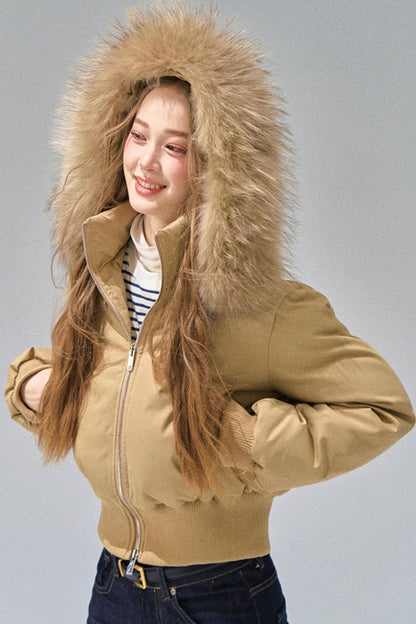 Big Fur Collar Waist Down Jacket