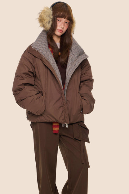 Reversible Plaid Down Jacket