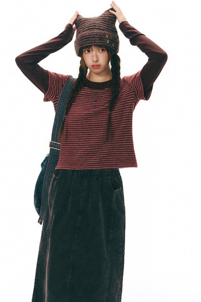 Striped Cat Ear Knit Hat