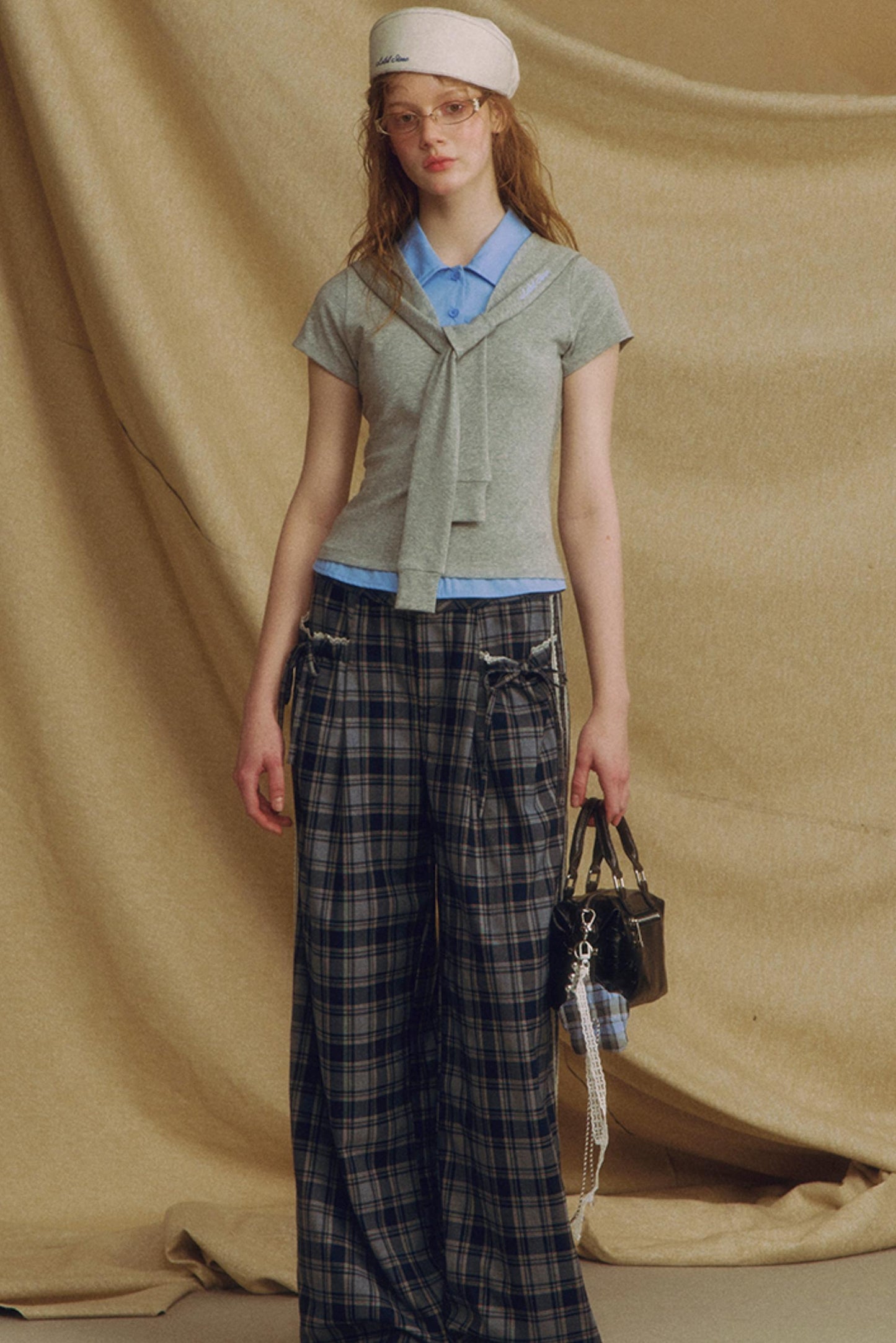 Navy Color Clash Shawl Tee