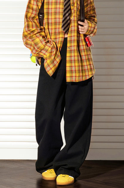 커피 색깔 스트레이트 슬랙스 