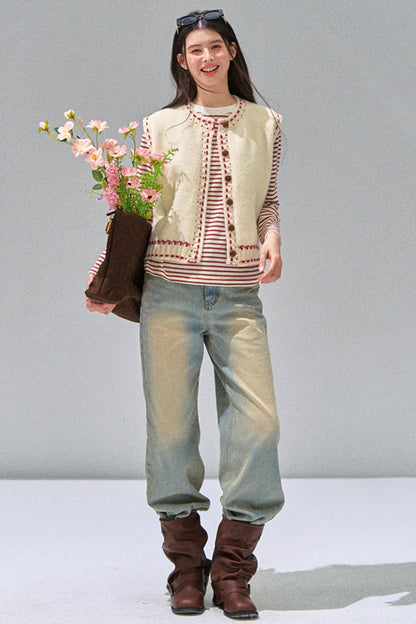 Striped Knitted Base Layer T-Shirt