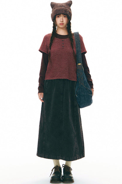 Striped Cat Ear Knit Hat