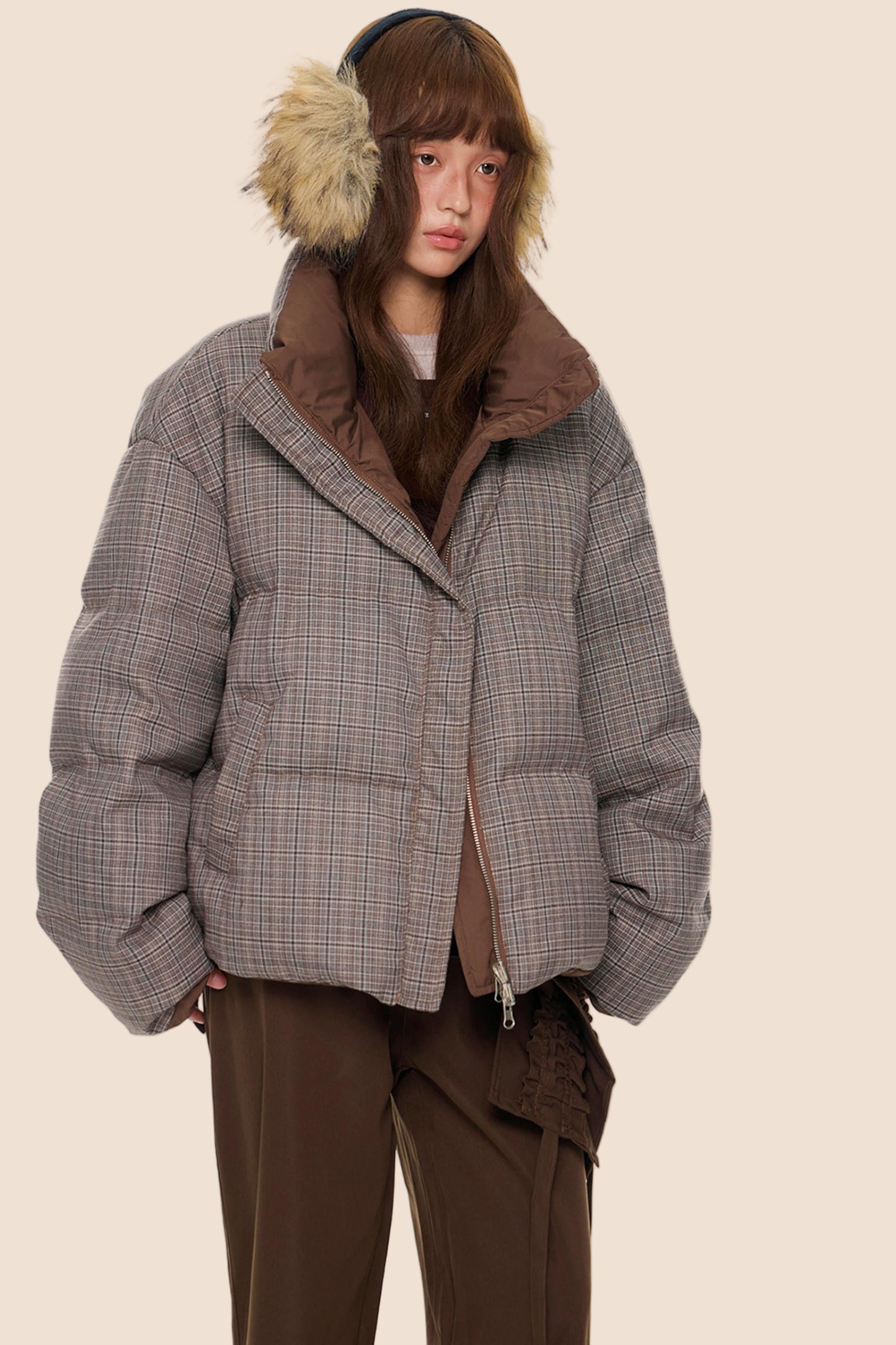 Reversible Plaid Down Jacket