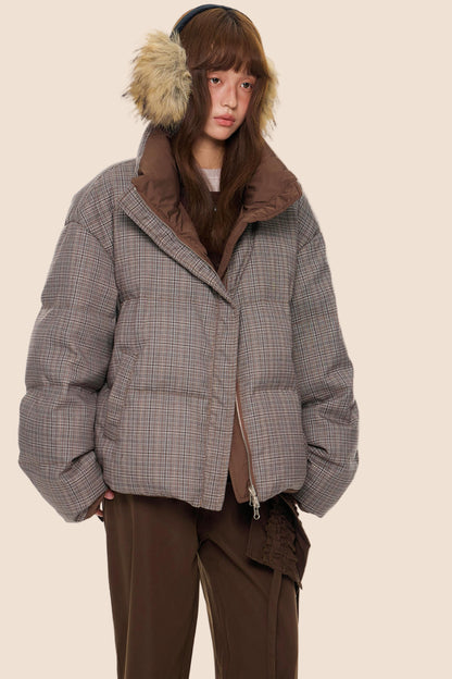 Reversible Plaid Down Jacket