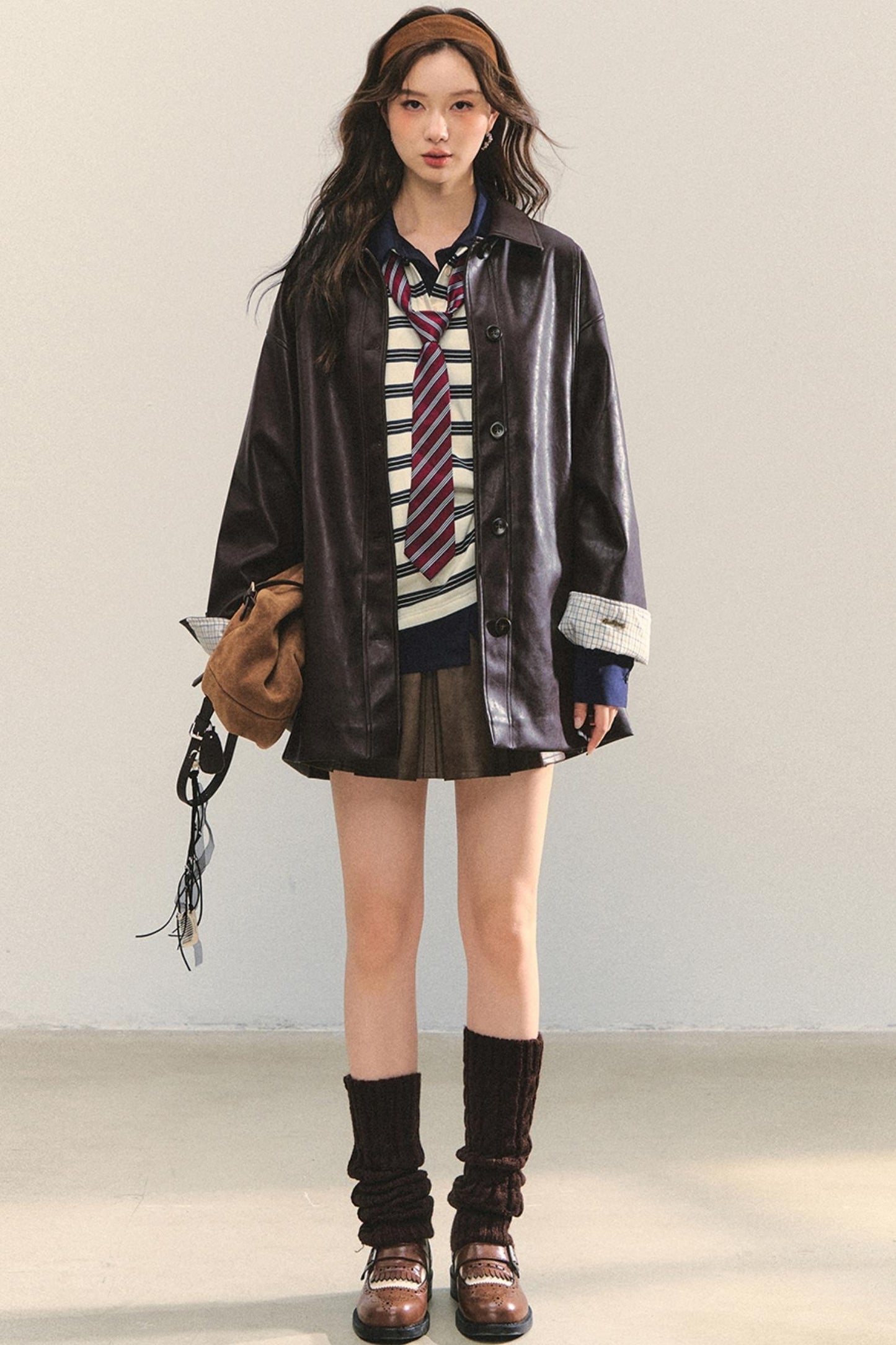 Motorcycle Plaid Leather Jacket