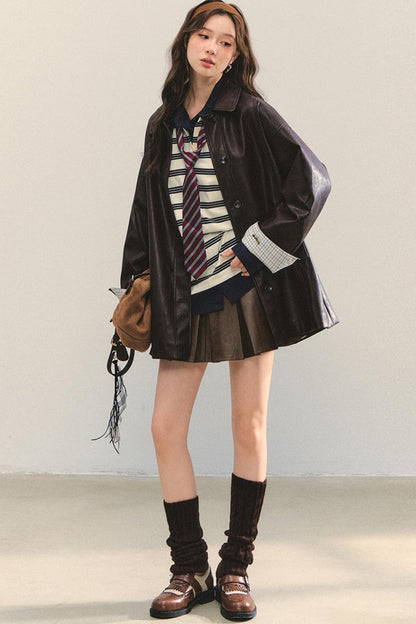 Motorcycle Plaid Leather Jacket