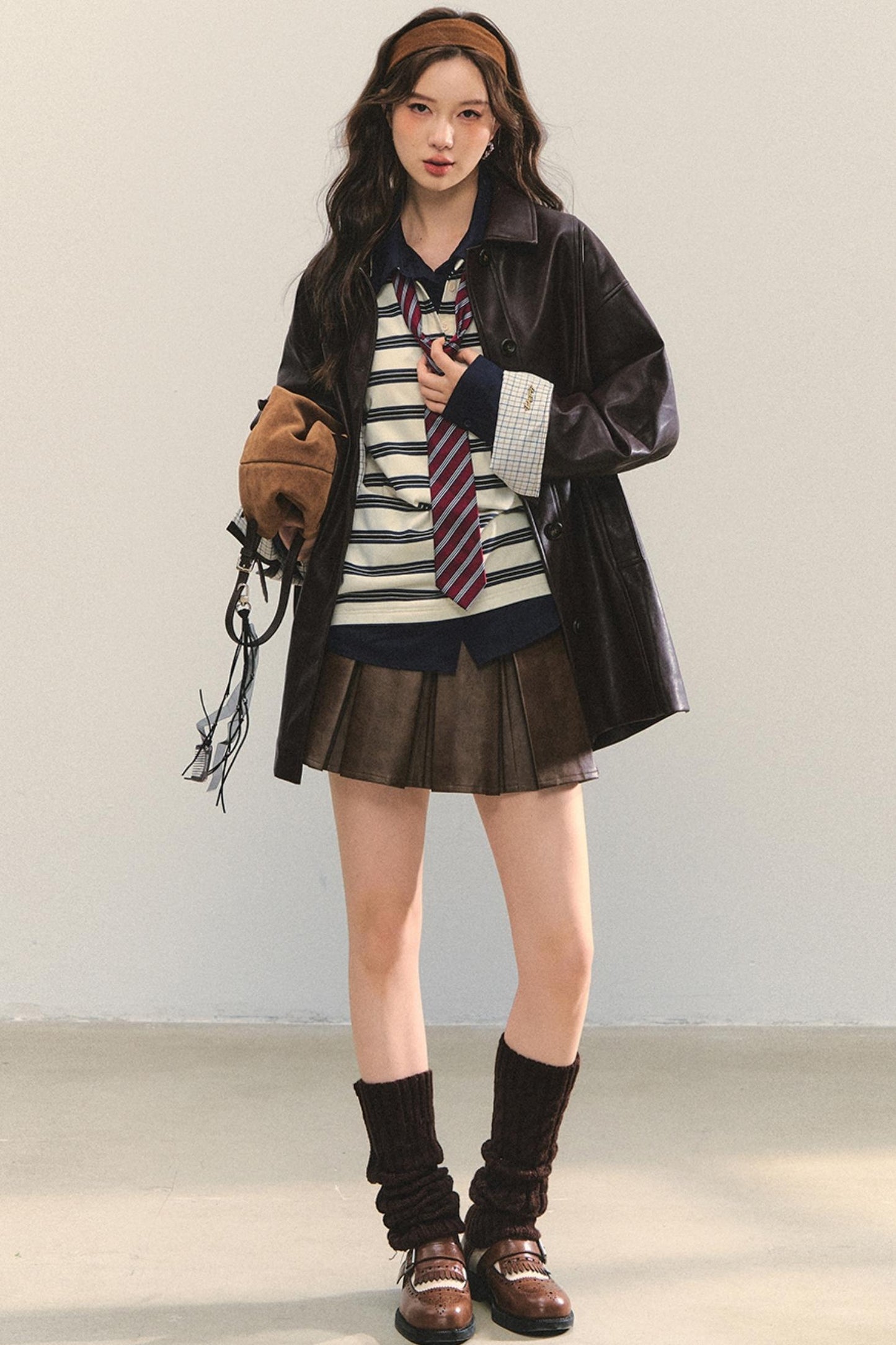 Motorcycle Plaid Leather Jacket