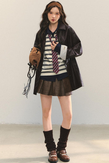 Motorcycle Plaid Leather Jacket