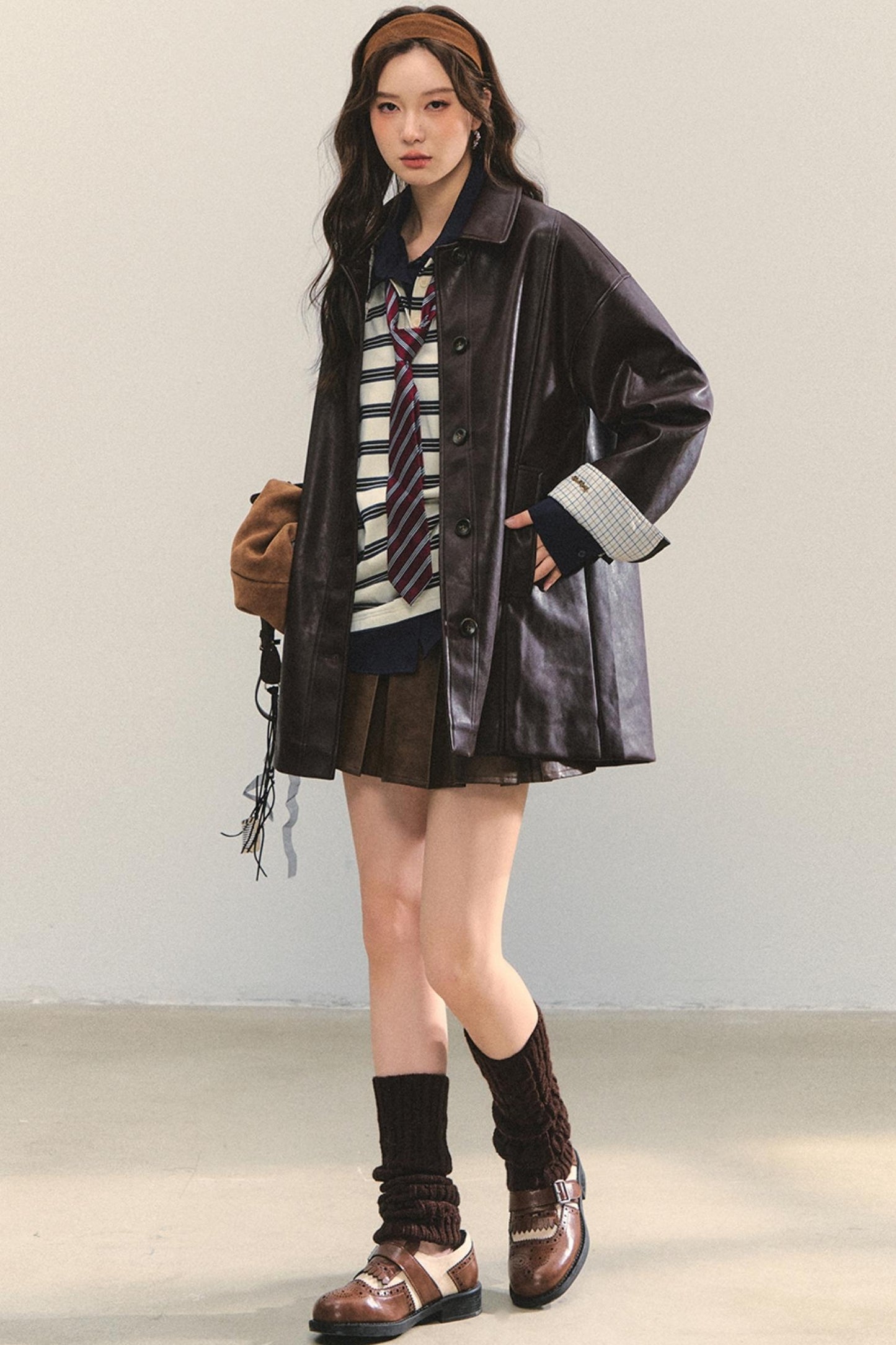 Motorcycle Plaid Leather Jacket