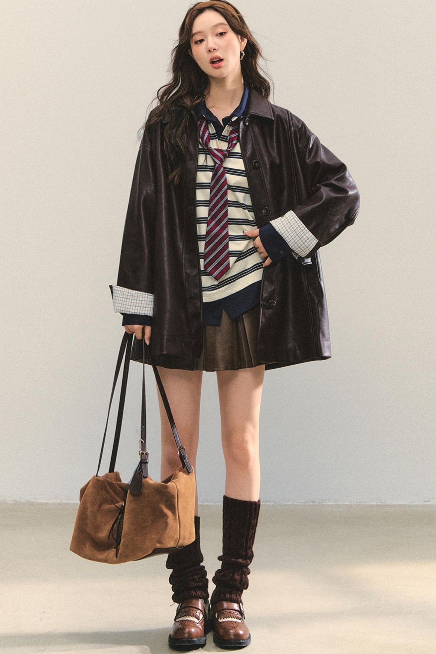 Motorcycle Plaid Leather Jacket