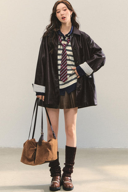 Motorcycle Plaid Leather Jacket