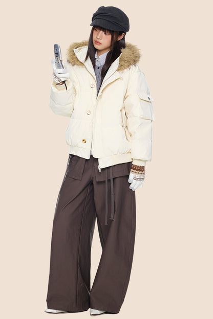 Large Fur Collar Hooded Jacket