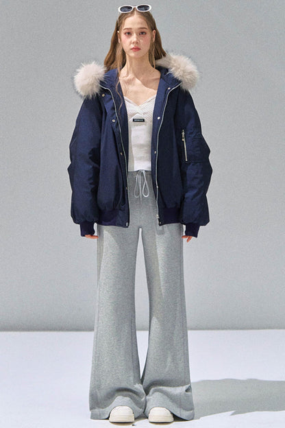 Grey Straight-Leg Sweatpants