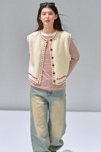 Striped Knitted Base Layer T-Shirt