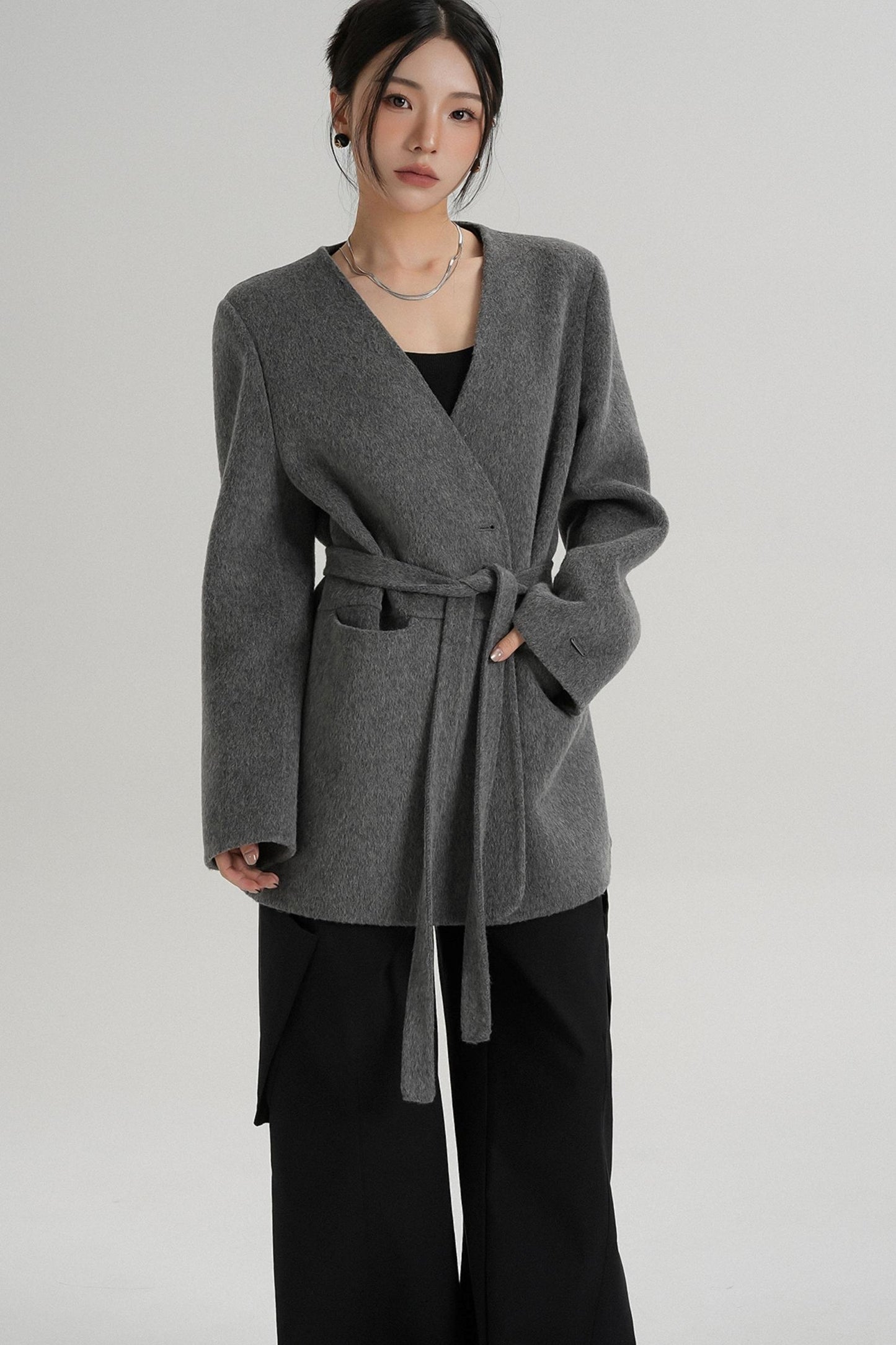 Elegant Mid-Length Wool Suit Coat