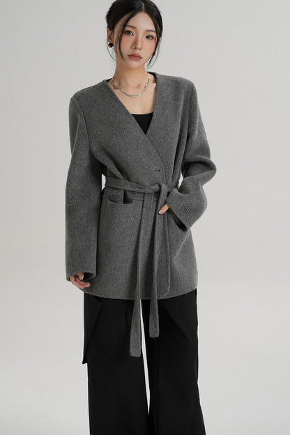 Elegant Mid-Length Wool Suit Coat