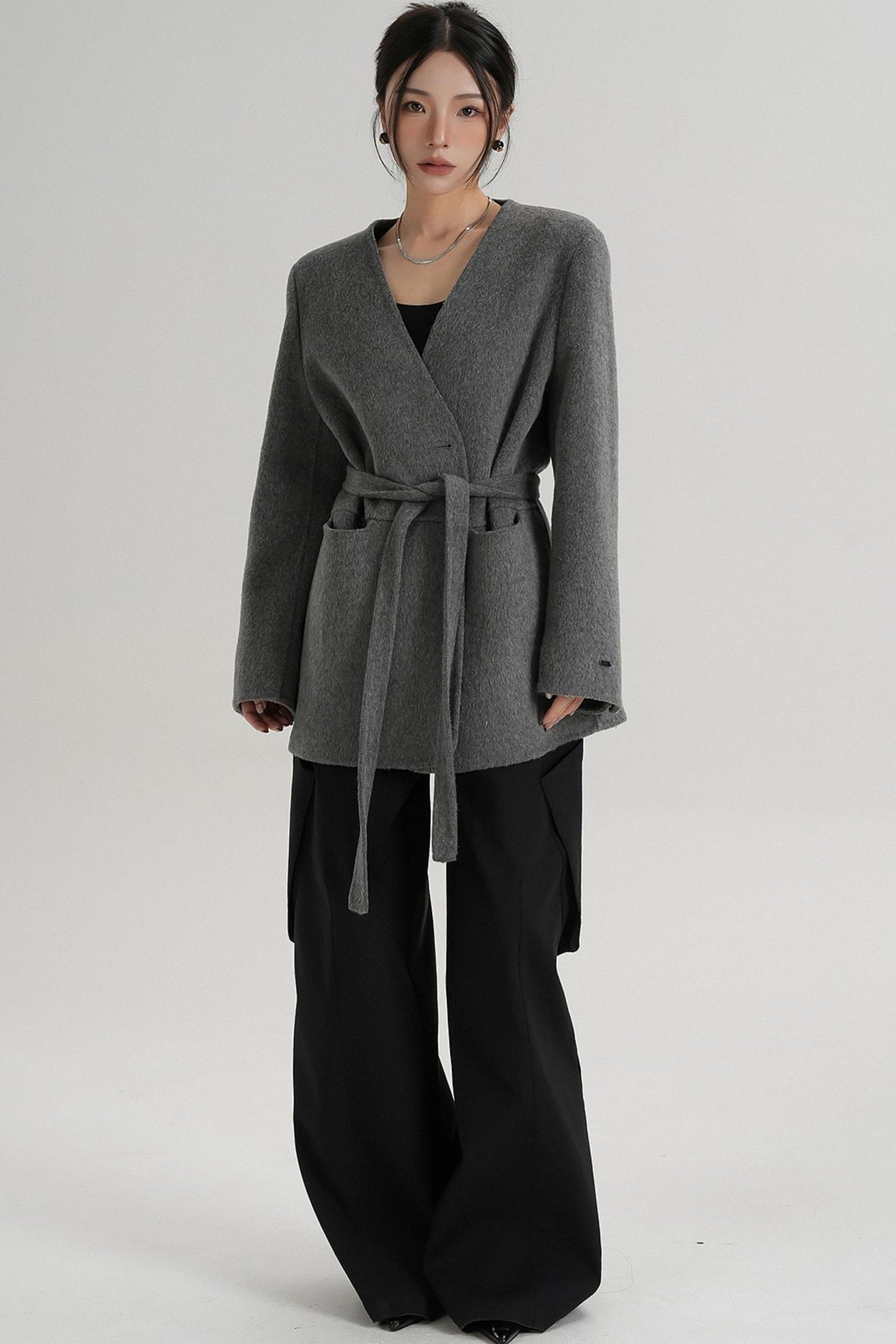 Elegant Mid-Length Wool Suit Coat