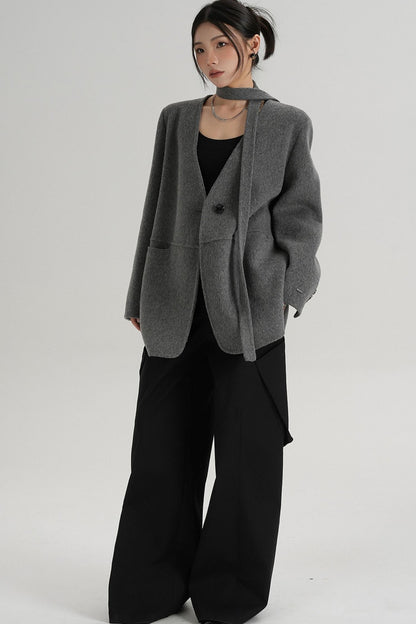 Elegant Mid-Length Wool Suit Coat