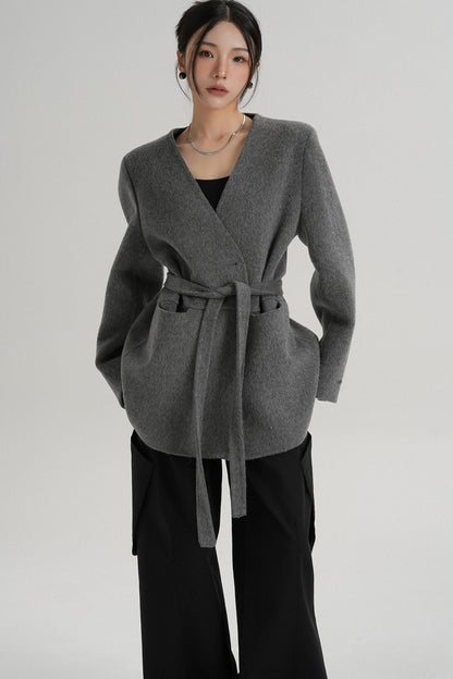Elegant Mid-Length Wool Suit Coat