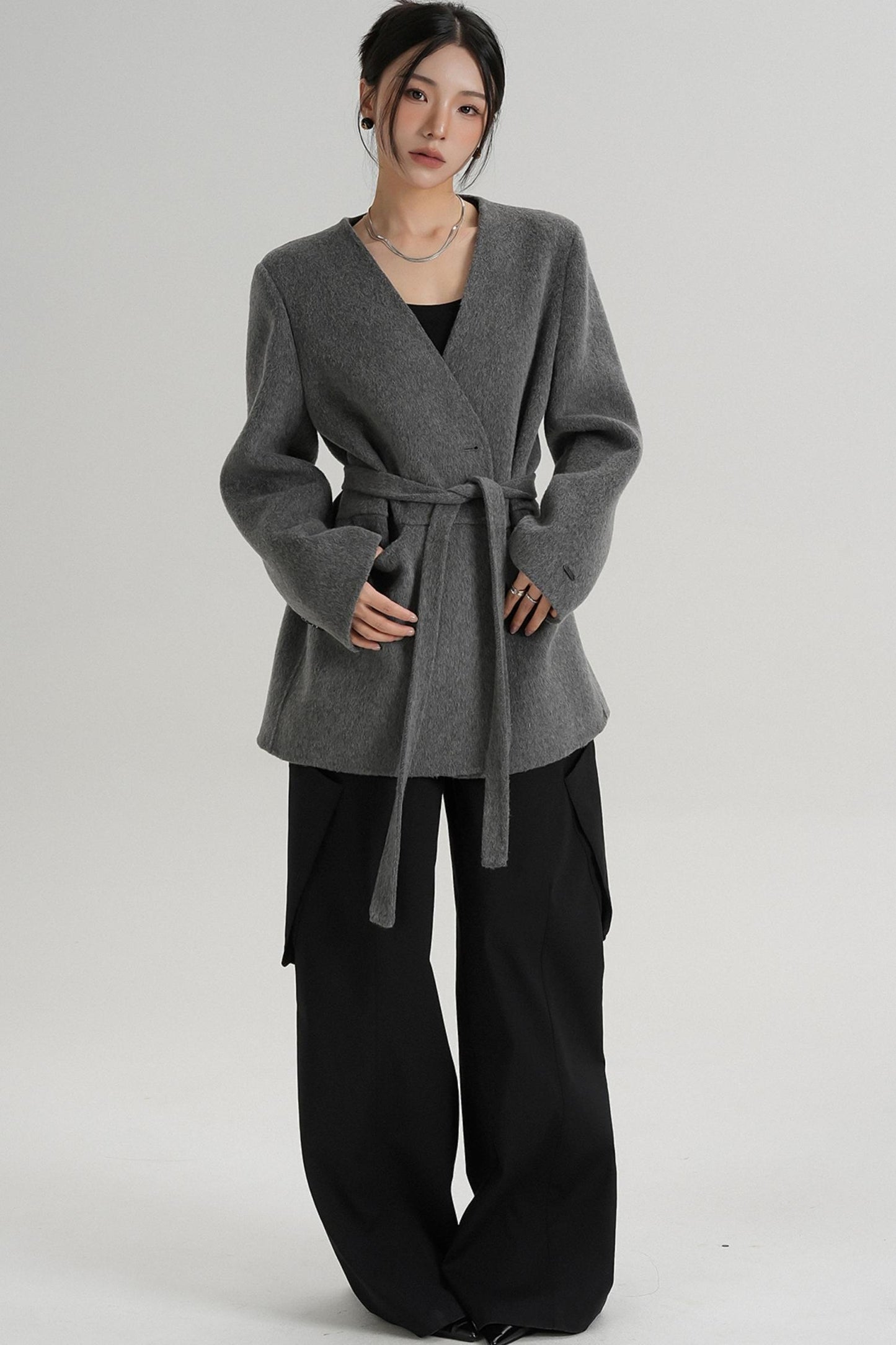Elegant Mid-Length Wool Suit Coat