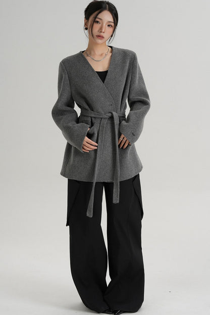 Elegant Mid-Length Wool Suit Coat