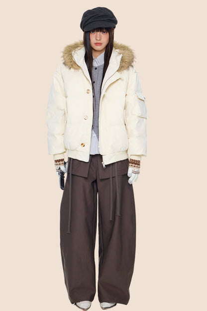 Large Fur Collar Hooded Jacket