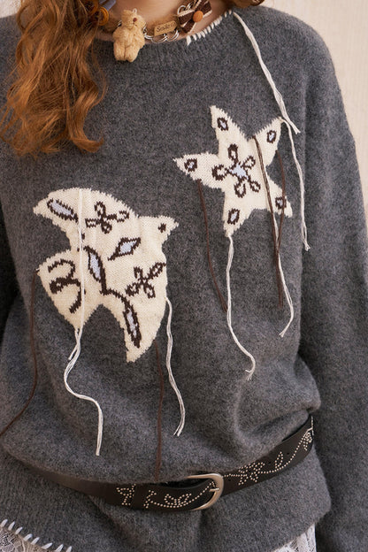 Star Fringe Long Sleeve Sweater