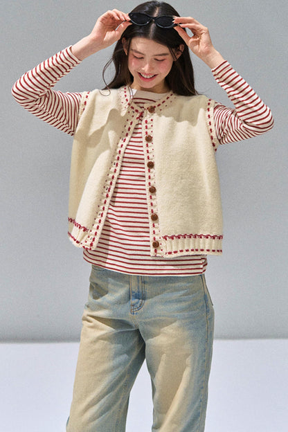 Striped Knitted Base Layer T-Shirt