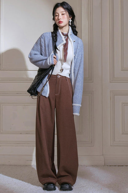 Floral Wool Suit Skirt Set-Up