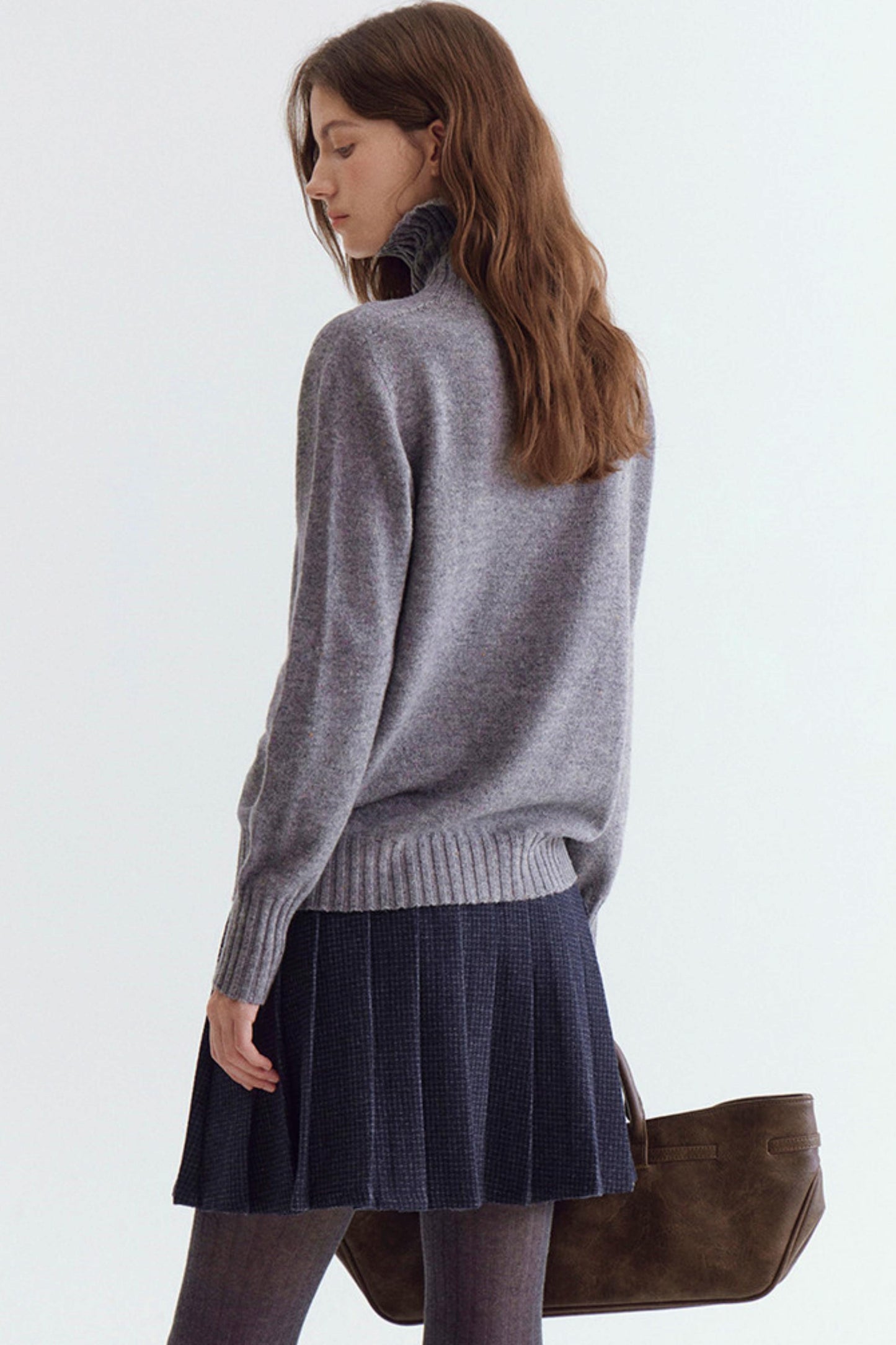 Wool Floral Yarn Turtleneck Sweater