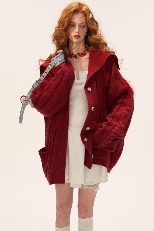 Lapel Knitted Loose Sweater Jacket