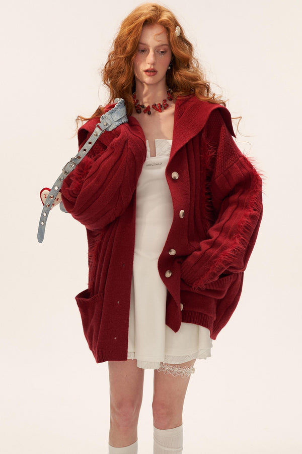 Lapel Knitted Loose Sweater Jacket