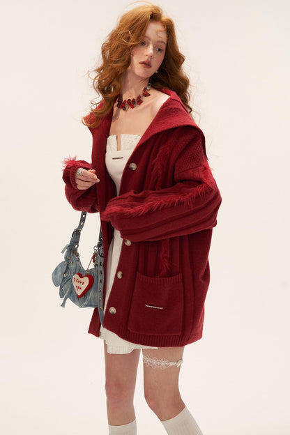 Lapel Knitted Loose Sweater Jacket