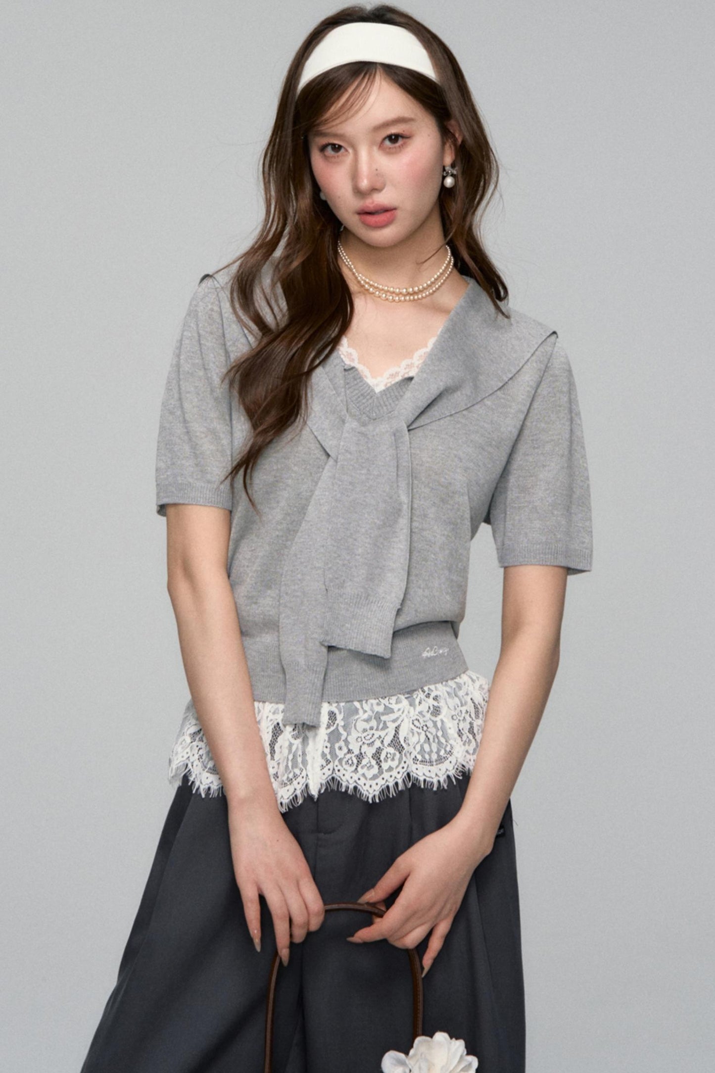 Short-Sleeved Lounge Knit Slacks Set-Up