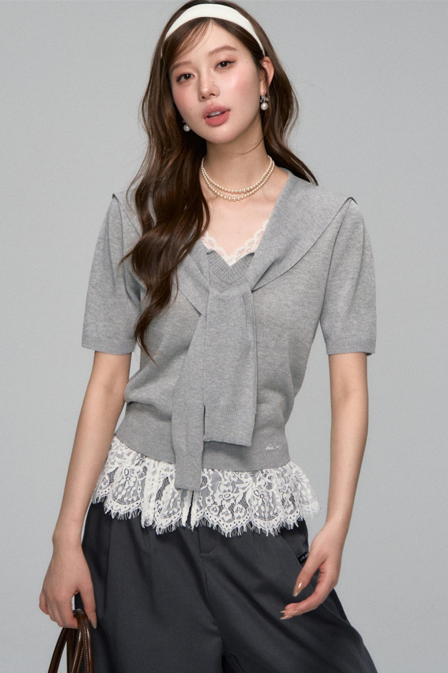 Short-Sleeved Lounge Knit Slacks Set-Up