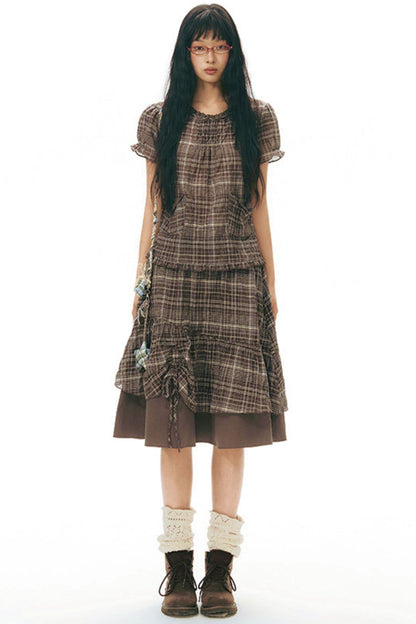 Plaid Multi-Layer Cake Skirt
